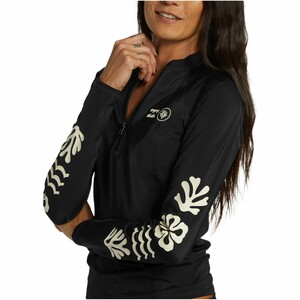 2024 Billabong Womens Coral Gardeners Half Zip Long Sleeve Rash Vest ABJWR03025 - Black